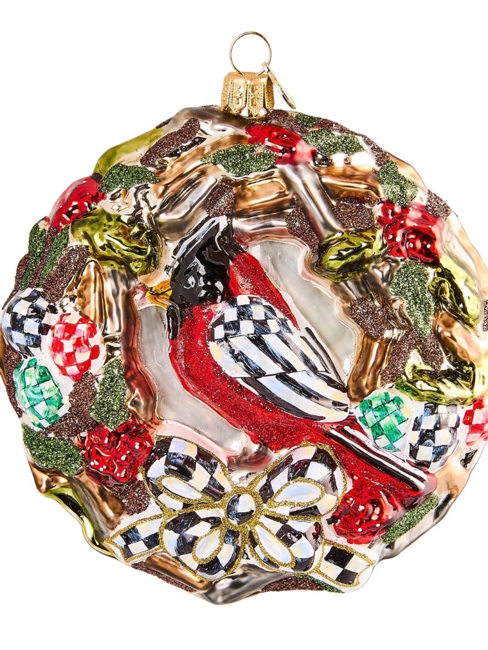 2025 MacKenzie-Childs Wreath Glass Ornament - NIB